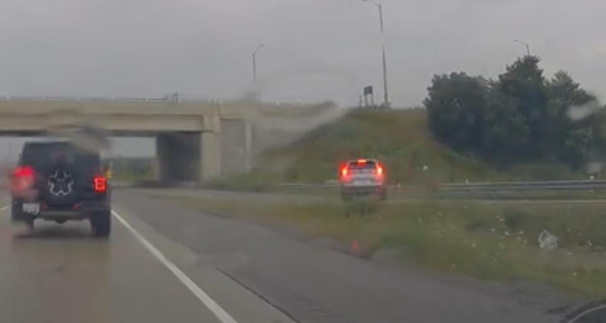 VIDEO - Sur une chaussée détrempée, son entrée sur l'autoroute est bien ratée !