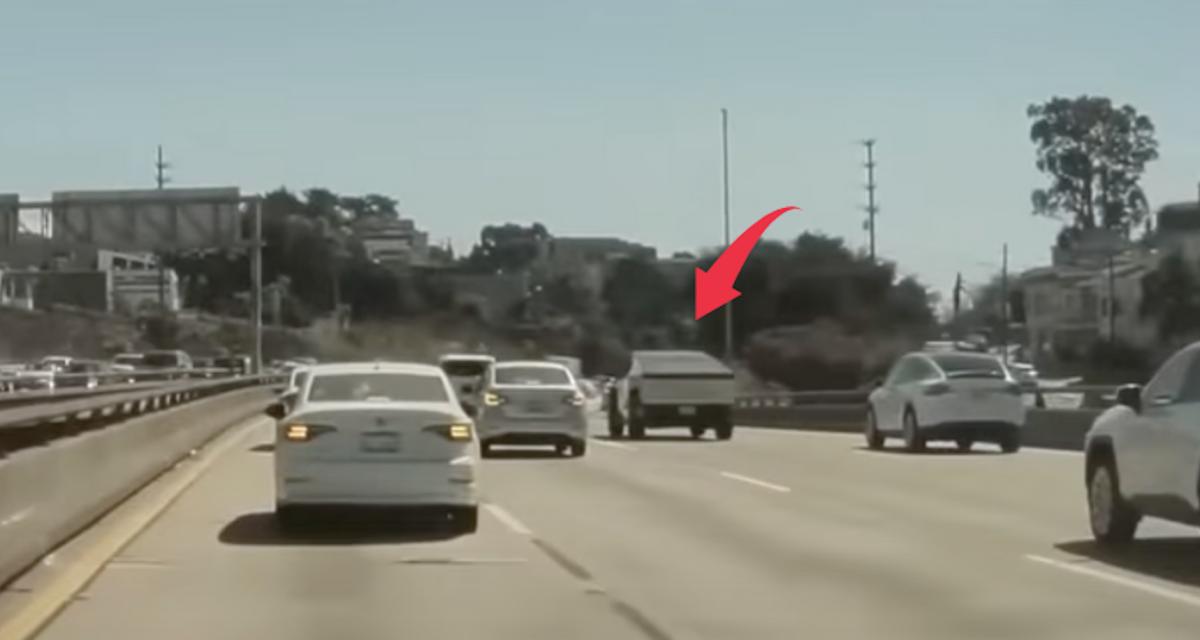 VIDEO - Ce Tesla Cybertruck perd son enjoliveur, il manque de finir dans le pare-brise d'une voiture