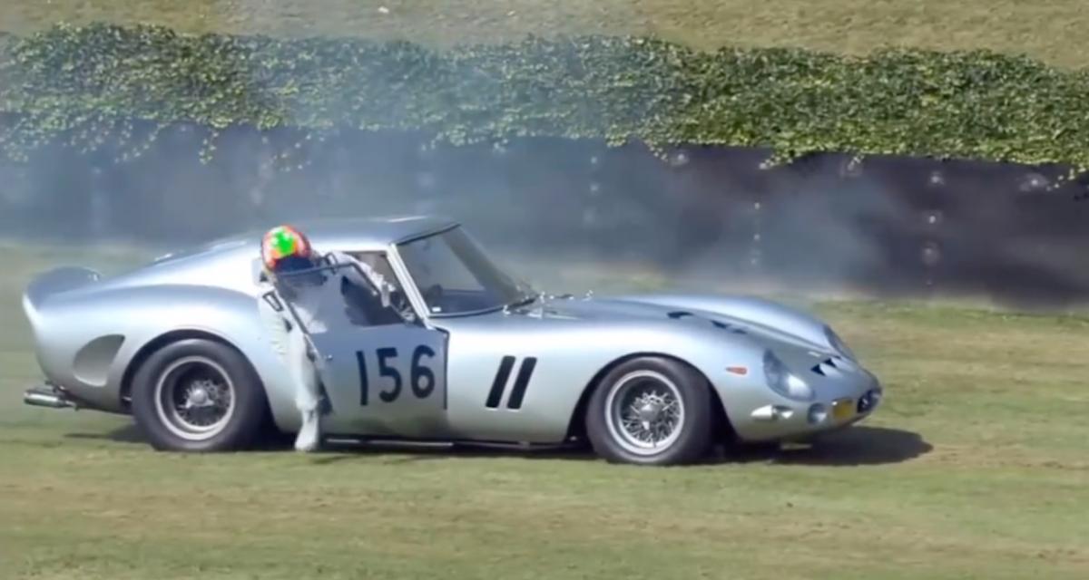 VIDEO - Cette Ferrari 250 GTO à plusieurs millions de dollars prend feu en pleine course