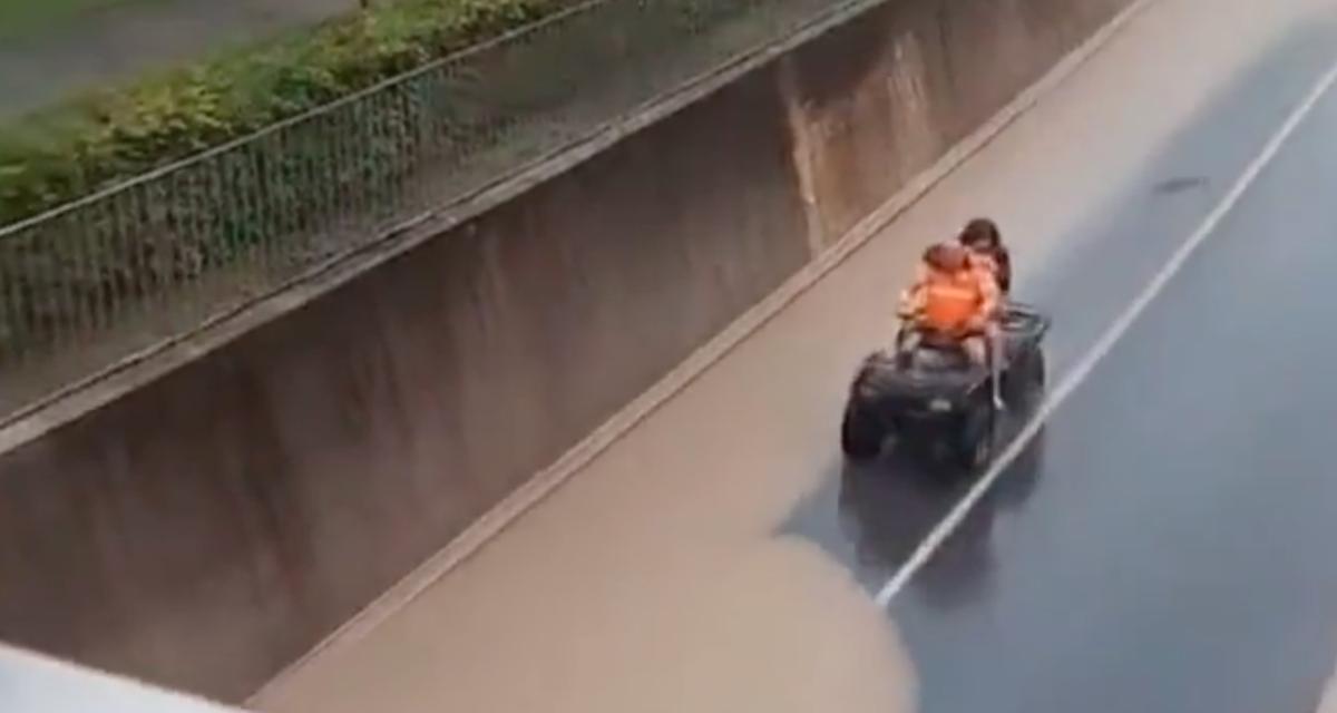 VIDEO - Ce quad tente de traverser une chaussée inondée, c'est un échec cuisant