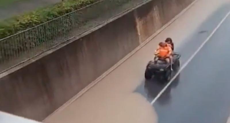  - VIDEO - Ce quad tente de traverser une chaussée inondée, c’est un échec cuisant