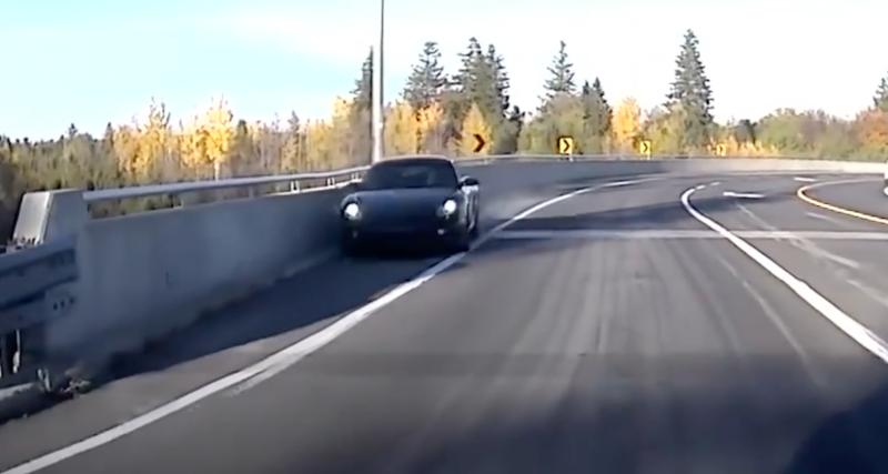  - VIDEO - Cette Porsche arrive trop vite dans un virage, le conducteur fait un strike !
