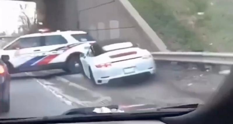  - VIDEO - Les forces de l’ordre ont recours à une technique bien particulière pour stopper le fuyard et sa Porsche