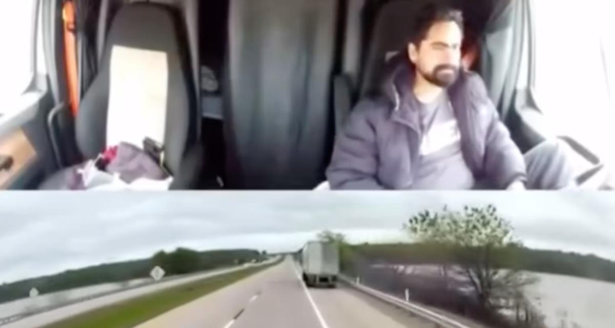 VIDEO - Ce camionneur est fixé sur son téléphone, il le regrette rapidement