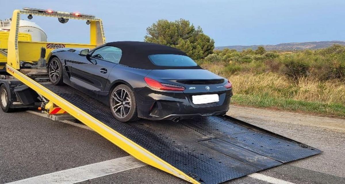 Au volant de sa BMW Z4, cet automobiliste est stoppé par les gendarmes dans son élan