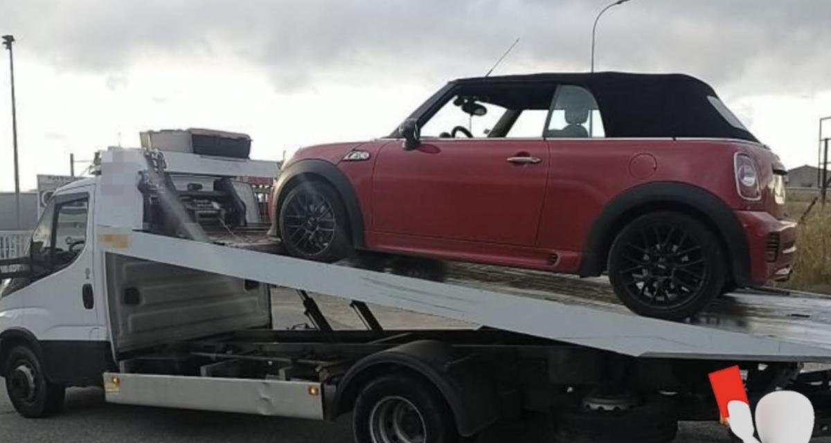 Flashé à toute vitesse au volant d'une Mini Cooper, son joli bolide finit sur le dos de la fourrière