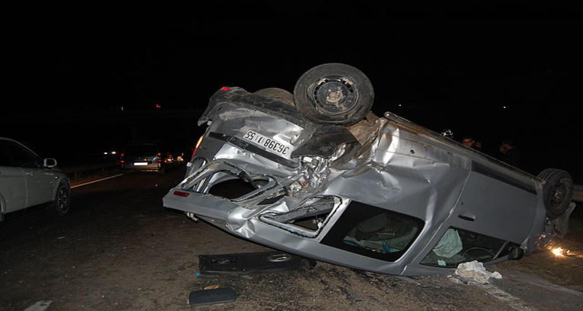 Sortie de route spectaculaire : la voiture termine sur le toit, les passagers miraculés