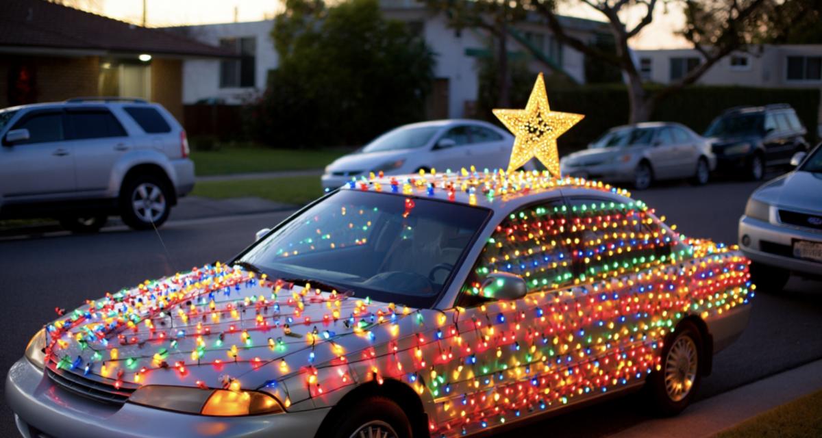 Noël avant l'heure : il transforme sa voiture en sapin de Noël avec plus de 2000 leds accrochés !