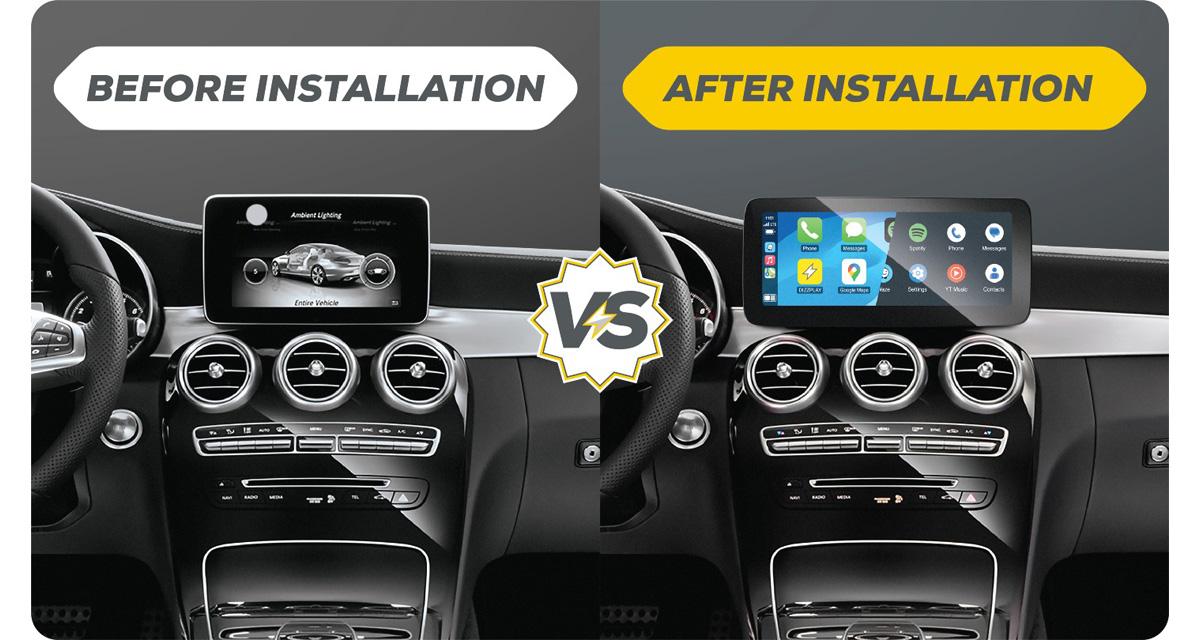 Un grand écran CarPlay pour la Mercedes W212 chez ZZ2