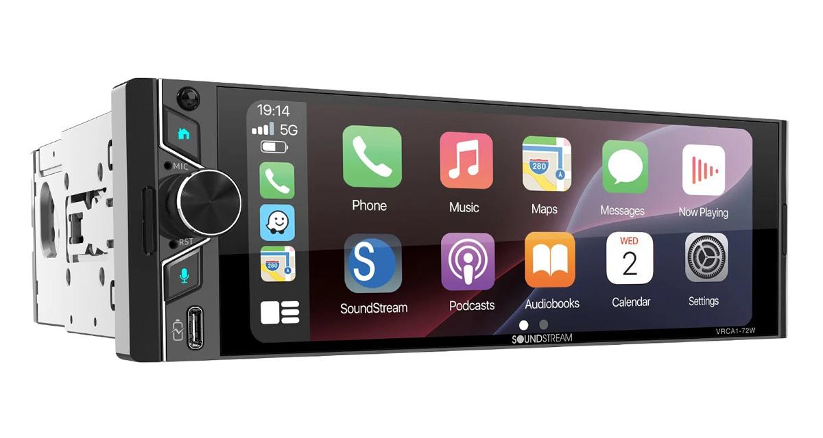 Un autoradio 1 Din Carplay et Android Auto chez Soundstream