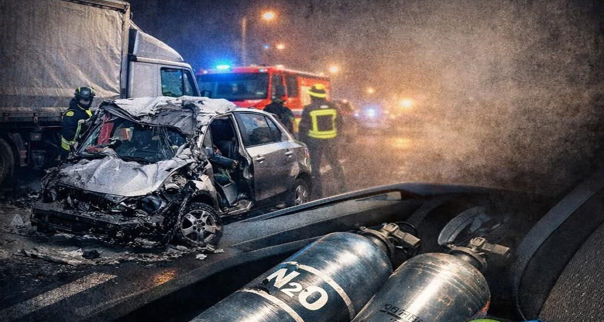 Sous protoxyde d'azote, il perd le contrôle et encastre violemment sa voiture dans un poids lourd