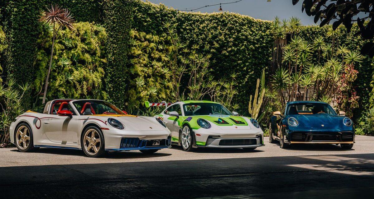 Trois Porsche 911 habillées en jouets pour la sortie du film Toy Story 5