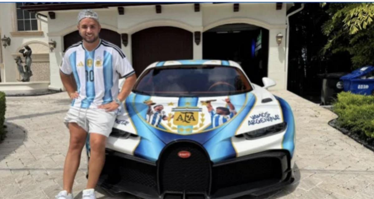 Un supporter argentin relooke sa Bugatti Chiron aux couleurs de l'Albiceleste et à l'effigie de deux légendes