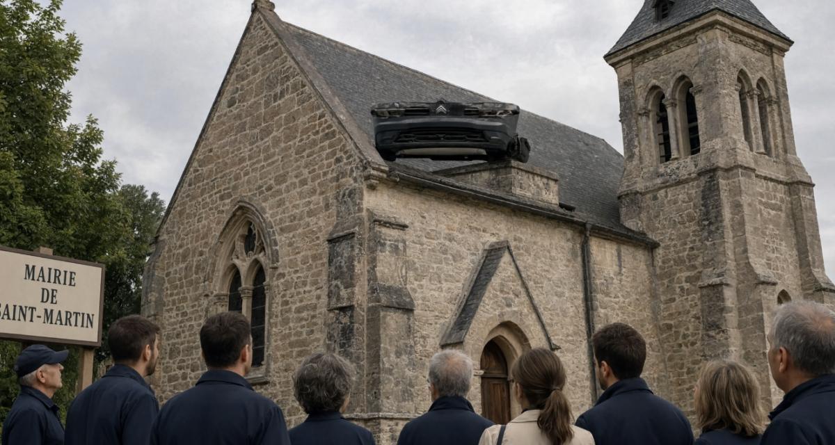 Un pare-chocs de Citroën retrouvé sur le toit d'une église, un mystère intrigue les habitants