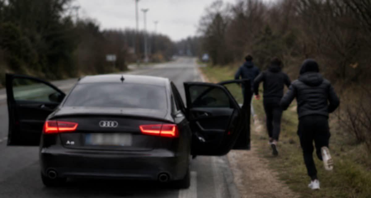 Recherché pour évasion, il vole une Audi, sectionne son bracelet électronique, embarque deux mineurs et finit sa course dans un trottoir face à la police