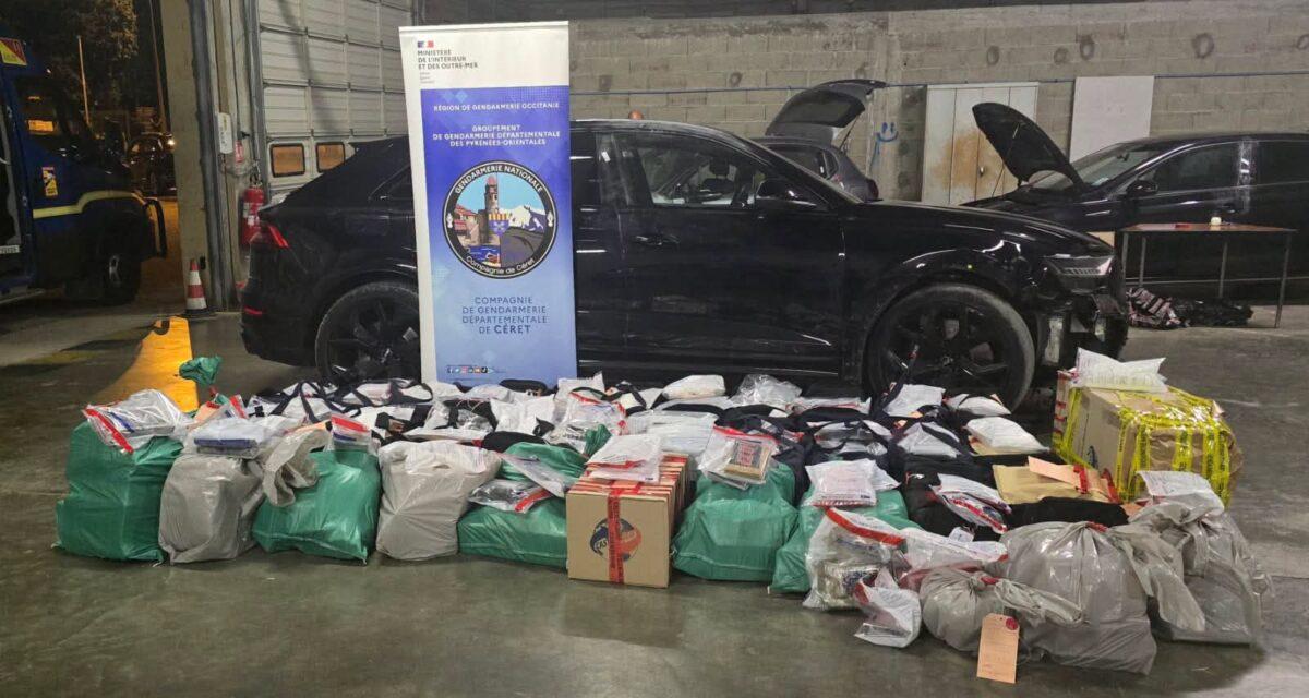Près de 930 kg de cocaïne saisis sur trois véhicules en provenance d'Espagne : les gendarmes signent l'une des plus grosses prises de l'année